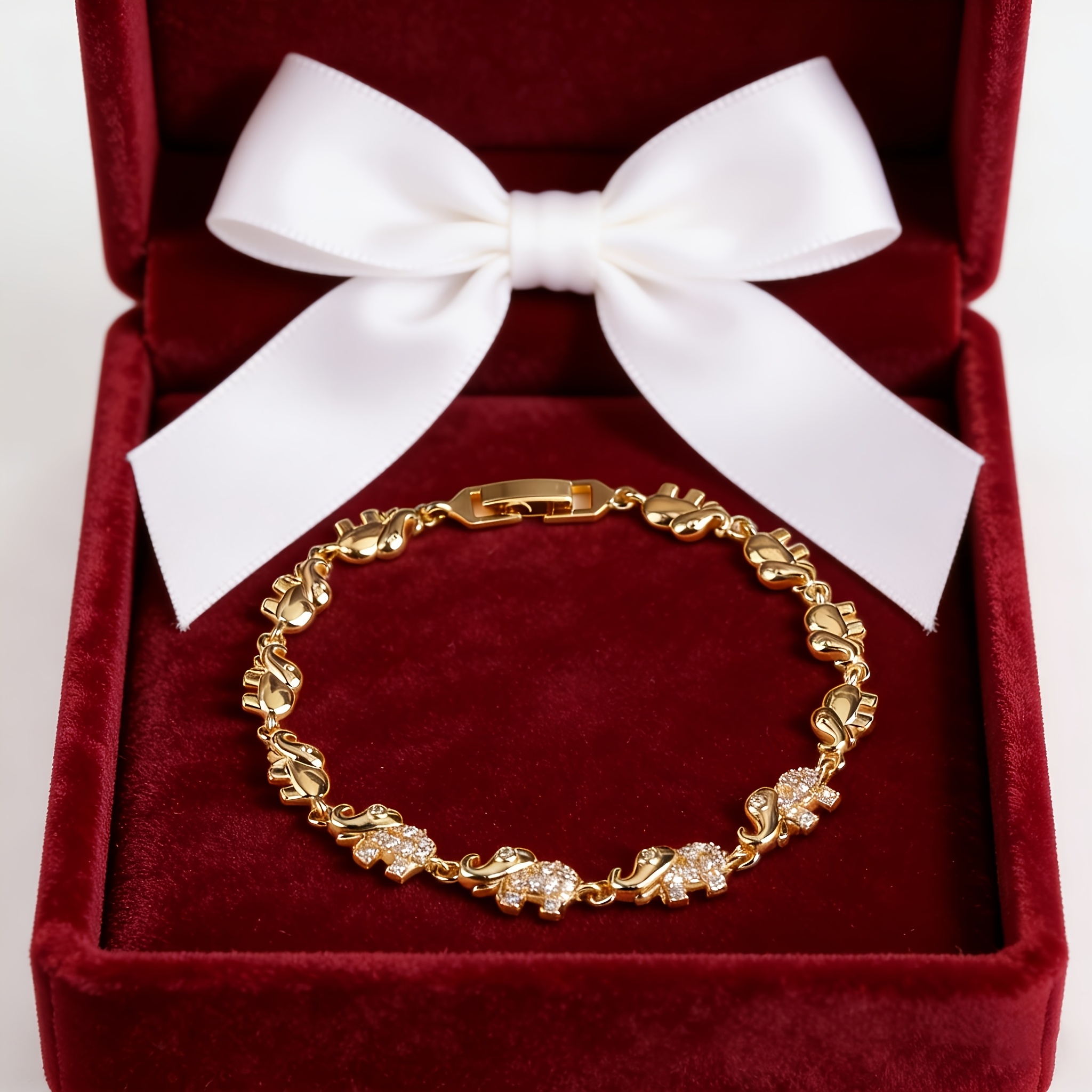 Women's Luxurious Elephant Bracelet with Cubic Zirconia, Daily Wear
